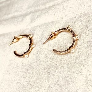 Gold Hoops with Pearl Accents